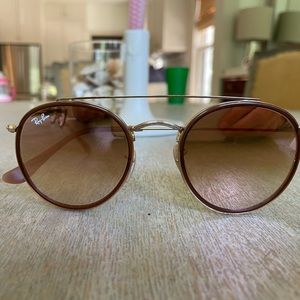 Ray-Ban round double bridge in polished copper sunglasses